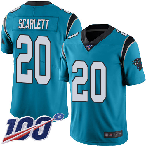 Carolina Panthers Limited Blue Youth Jordan Scarlett Jersey NFL Football #20 100th Season Rush Vapor Untouchable